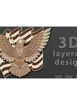 Σετ των 3 Intra απο ξύλο plywood 3mm-4mm πάχος 3d Eagle , 4 Ιουλίου Patriotic Δίασταση 7x7 cm INTRAFABR-124403726
