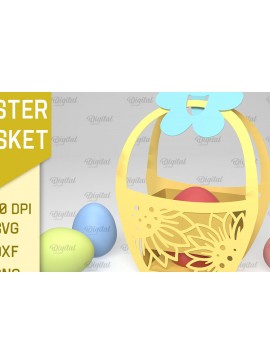 Σετ των 2 Intra απο ξύλο plywood 3mm-4mm πάχος Τρισδιάστατο πασχαλινό καλάθι κοπής χαρτιού. Πασχαλινό Δίασταση 15x15 cm INTRAFABR-89692745