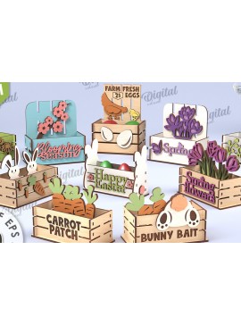 Σετ των 2 Intra απο ξύλο plywood 3mm-4mm πάχος κοπής με λέιζερ τρισδιάστατα πασχαλινά κουτιά Δίασταση 15x15 cm INTRAFABR-116735935