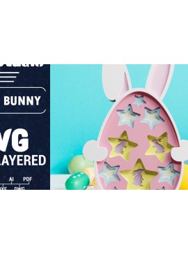 Σετ των 2 Intra απο ξύλο plywood 3mm-4mm πάχος 3D Πασχαλινό λαγουδάκι με πολυστρωματικό χαρτί κοπής Δίασταση 1200x1200 cm INTRAFABR-61851769