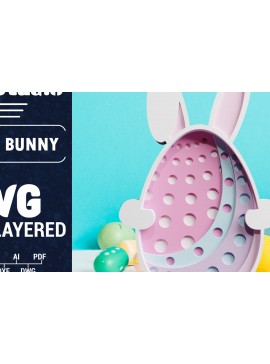 Σετ των 2 Intra απο ξύλο plywood 3mm-4mm πάχος 3D Πασχαλινό λαγουδάκι με πολυστρωματικό χαρτί κοπής Δίασταση 1200x1200 cm INTRAFABR-61851622