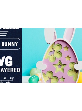 Σετ των 2 Intra απο ξύλο plywood 3mm-4mm πάχος 3D Πασχαλινό λαγουδάκι με πολυστρωματικό χαρτί κοπής Δίασταση 1200x1200 cm INTRAFABR-61851756