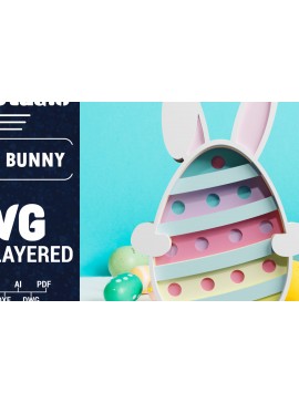 Σετ των 2 Intra απο ξύλο plywood 3mm-4mm πάχος 3D Πασχαλινό λαγουδάκι με πολυστρωματικό χαρτί κοπής Δίασταση 1200x1200 cm INTRAFABR-61851765