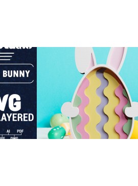 Σετ των 2 Intra απο ξύλο plywood 3mm-4mm πάχος 3D Πασχαλινό λαγουδάκι με πολυστρωματικό χαρτί κοπής Δίασταση 1200x1200 cm INTRAFABR-61851602