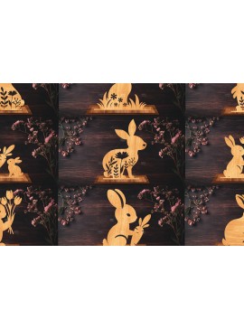 Σετ των 3 Intra απο ξύλο plywood 3mm-4mm πάχος Τρισδιάστατη για πασχαλινό λαγουδάκι Δίασταση 15x15 cm INTRAFABR-116668873