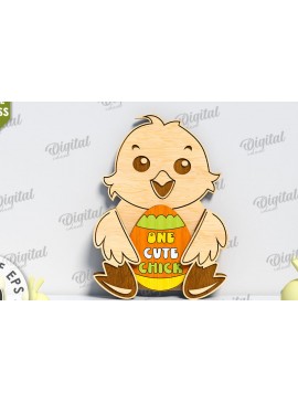 Σετ των 2 Intra απο ξύλο plywood 3mm-4mm πάχος 3D Πασχαλινό Κοτόπουλο . Πασχαλινή διακόσμηση Δίασταση 15x15 cm INTRAFABR-117700828