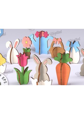 Σετ των 2 Intra απο ξύλο plywood 3mm-4mm πάχος 3D πασχαλινής διακόσμησης Δίασταση 15x15 cm INTRAFABR-117797808