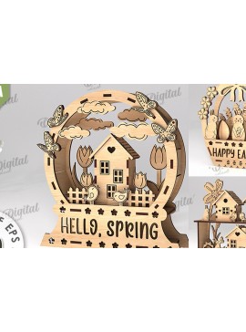 Σετ των 2 Intra απο ξύλο plywood 3mm-4mm πάχος 3D πασχαλινής διακόσμησης Δίασταση 15x15 cm INTRAFABR-115294281