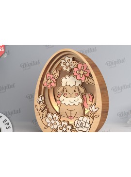 Σετ των 2 Intra απο ξύλο plywood 3mm-4mm πάχος Τρισδιάστατη πασχαλινή διακόσμηση με λέιζερ. Πασχαλινό αυγό Δίασταση 15x15 cm INTRAFABR-117788871