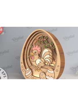 Σετ των 2 Intra απο ξύλο plywood 3mm-4mm πάχος Τρισδιάστατη πασχαλινή διακόσμηση με λέιζερ. Πασχαλινό αυγό Δίασταση 15x15 cm INTRAFABR-117788960