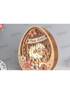 Σετ των 2 Intra απο ξύλο plywood 3mm-4mm πάχος Τρισδιάστατη πασχαλινή διακόσμηση με λέιζερ. Πασχαλινό αυγό Δίασταση 15x15 cm INTRAFABR-117789268