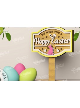 Σετ των 2 Intra απο ξύλο plywood 3mm-4mm πάχος Τρισδιάστατη πασχαλινή διακόσμηση με λέιζερ. Πασχαλινό περίπτερο Δίασταση 15x15 cm INTRAFABR-117111003