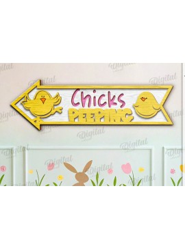 Σετ των 2 Intra απο ξύλο plywood 3mm-4mm πάχος τρισδιάστατης πασχαλινής κατευθυντικής πινακίδας Δίασταση 15x15 cm INTRAFABR-118208339