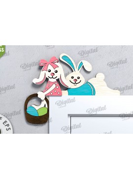 Σετ των 2 Intra απο ξύλο plywood 3mm-4mm πάχος Τρισδιάστατη γωνιακή Πασχαλινή πόρτα Δίασταση 15x15 cm INTRAFABR-115494283