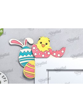 Σετ των 2 Intra απο ξύλο plywood 3mm-4mm πάχος Τρισδιάστατη γωνιακή Πασχαλινή πόρτα Δίασταση 15x15 cm INTRAFABR-115494419