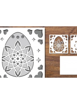 Σετ των 2 Intra απο ξύλο plywood 3mm-4mm πάχος 3D Papercut με στρώσεις πασχαλινών αυγών 7 Δίασταση 15x15 cm INTRAFABR-91774401