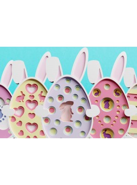 Σετ των 2 Intra απο ξύλο plywood 3mm-4mm πάχος 3D Πασχαλινό αυγό πολλαπλών στρώσεων PaperCut Δίασταση 1200x1200 cm INTRAFABR-62112301