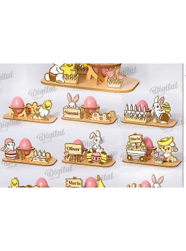 Σετ των 2 Intra απο ξύλο plywood 3mm-4mm πάχος Δέσμη κοπής με λέιζερ τρισδιάστατη βάση πασχαλινών αυγών Δίασταση 15x15 cm INTRAFABR-118213087