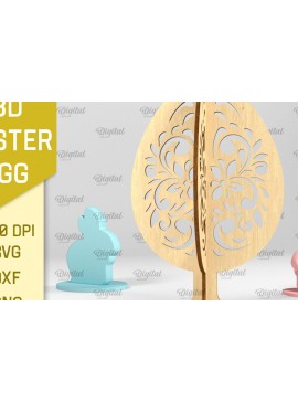 Σετ των 2 Intra απο ξύλο plywood 3mm-4mm πάχος 3D Πασχαλινό Αυγό . 3D στάσιμο αυγό Δίασταση 15x15 cm INTRAFABR-89120395