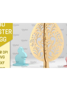 Σετ των 2 Intra απο ξύλο plywood 3mm-4mm πάχος 3D Πασχαλινό Αυγό . 3D στάσιμο αυγό Δίασταση 15x15 cm INTRAFABR-89120449