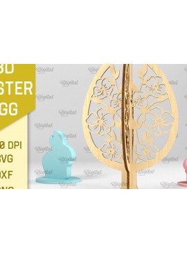 Σετ των 2 Intra απο ξύλο plywood 3mm-4mm πάχος 3D Πασχαλινό Αυγό . 3D στάσιμο αυγό Δίασταση 15x15 cm INTRAFABR-89182055