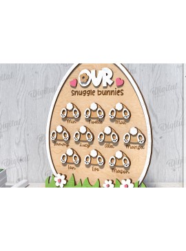 Σετ των 2 Intra απο ξύλο plywood 3mm-4mm πάχος Τρισδιάστατο πασχαλινό διάγραμμα ονομάτων με λέιζερ Δίασταση 15x15 cm INTRAFABR-118492561