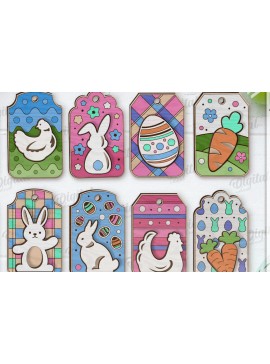 Σετ των 2 Intra απο ξύλο plywood 3mm-4mm πάχος 3D Πασχαλινές ετικέτες δώρου κοπής με λέιζερ Δίασταση 15x15 cm INTRAFABR-118207390