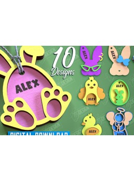 Σετ των 2 Intra απο ξύλο plywood 3mm-4mm πάχος Τρισδιάστατες ετικέτες δώρου Πάσχα Cut  Δίασταση 15x15 cm INTRAFABR-114806821