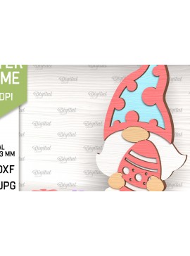 Σετ των 2 Intra απο ξύλο plywood 3mm-4mm πάχος Τρισδιάστατη Πασχαλινό Gnome. 3D Gnome Δίασταση 15x15 cm INTRAFABR-90807501