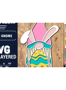 Σετ των 3 Intra απο ξύλο plywood 3mm-4mm πάχος 3D Πασχαλινό Gnome Multilayer PaperCut Δίασταση 1500x1500 cm INTRAFABR-94122043