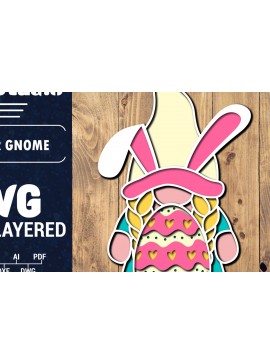 Σετ των 2 Intra απο ξύλο plywood 3mm-4mm πάχος 3D Πασχαλινό Gnome Multilayer PaperCut Δίασταση 1500x1500 cm INTRAFABR-94122036