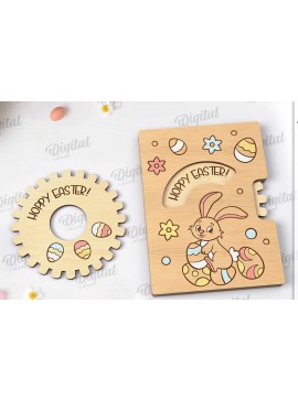 Σετ των 2 Intra απο ξύλο plywood 3mm-4mm πάχος Τρισδιάστατη πασχαλινή ευχετήρια κάρτα κοπής με λέιζερ Δίασταση 15x15 cm INTRAFABR-117901087