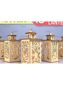 Σετ των 2 Intra απο ξύλο plywood 3mm-4mm πάχος Δέσμη 3D πασχαλινών φαναριών Δίασταση 15x15 cm INTRAFABR-89941223