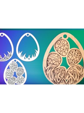 Σετ των 2 Intra απο ξύλο plywood 3mm-4mm πάχος 3D Πασχαλινή | Καλό Πάσχα Δίασταση 15x15 cm INTRAFABR-58219049