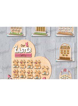 Σετ των 2 Intra απο ξύλο plywood 3mm-4mm πάχος 3D Πασχαλινό διάγραμμα ονομάτων Δέσμη κοπής με λέιζερ Δίασταση 15x15 cm INTRAFABR-118425808