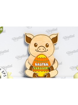 Σετ των 2 Intra απο ξύλο plywood 3mm-4mm πάχος Τρισδιάστατη πασχαλινών χοίρων. Πασχαλινή διακόσμηση Δίασταση 15x15 cm INTRAFABR-117700572