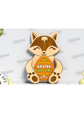 Σετ των 2 Intra απο ξύλο plywood 3mm-4mm πάχος 3D Πασχαλινό Raccoon . Πασχαλινή διακόσμηση Δίασταση 15x15 cm INTRAFABR-117700696
