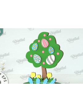 Σετ των 2 Intra απο ξύλο plywood 3mm-4mm πάχος Τρισδιάστατη πασχαλινό δέντρο. Πασχαλινό περίπτερο Δίασταση 15x15 cm INTRAFABR-118276619