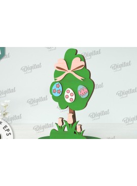 Σετ των 2 Intra απο ξύλο plywood 3mm-4mm πάχος Τρισδιάστατη πασχαλινό δέντρο. Πασχαλινό περίπτερο Δίασταση 15x15 cm INTRAFABR-118276899