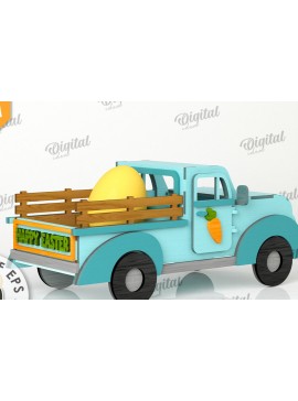 Σετ των 3 Intra απο ξύλο plywood 3mm-4mm πάχος Τρισδιάστατο Πασχαλινό φορτηγό με λέιζερ. 3D Truck Δίασταση 3x3 cm INTRAFABR-116207859