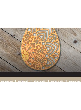 Σετ των 2 Intra απο ξύλο plywood 3mm-4mm πάχος 3D Egg Mandala Multi Layered Δίασταση 30x30 cm INTRAFABR-26118679