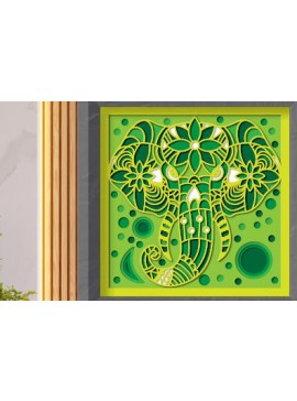 Σετ των 3 Intra απο ξύλο plywood 3mm-4mm πάχος Τρισδιάστατο κουτί σκιών με κεφαλιού ελέφαντα Δίασταση 25x25 cm INTRAFABR-71701745