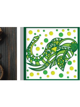 Σετ των 2 Intra απο ξύλο plywood 3mm-4mm πάχος Τρισδιάστατο κουτί σκιών με κεφαλιού ελέφαντα Δίασταση 25x25 cm INTRAFABR-71701712