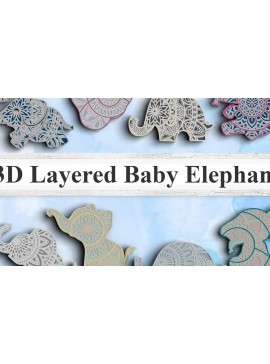 Intra απο ξύλο plywood 3mm-4mm πάχος 3D Elephant Baby Shower Δίασταση 30x30 cm INTRAFABR-77074690