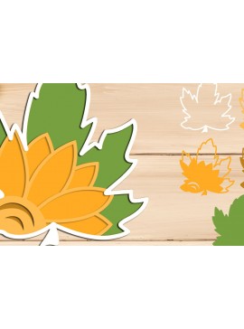 Σετ των 3 Intra απο ξύλο plywood 3mm-4mm πάχος 3d Fall Layered , Autumn 3d Leaf Δίασταση 8x8 cm INTRAFABR-103449117