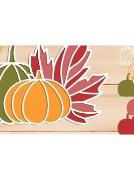 Σετ των 2 Intra απο ξύλο plywood 3mm-4mm πάχος 3D Fall Pumpkin Layered, Ημέρα των Ευχαριστιών Δίασταση 15x15 cm INTRAFABR-103520767