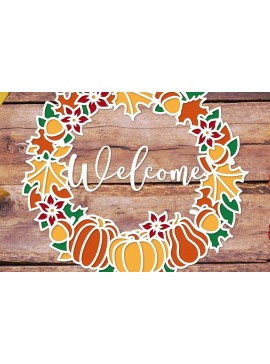 Intra απο ξύλο plywood 3mm-4mm πάχος 3d Φθινοπωρινό στεφάνι , Πόρτα καλωσορίσματος φθινοπώρου Δίασταση 40x40 cm INTRAFABR-35639293