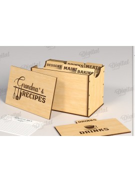 Σετ των 2 Intra απο ξύλο plywood 3mm-4mm πάχος 3D Family Recipe Box Δίασταση 30x20 cm INTRAFABR-120104958