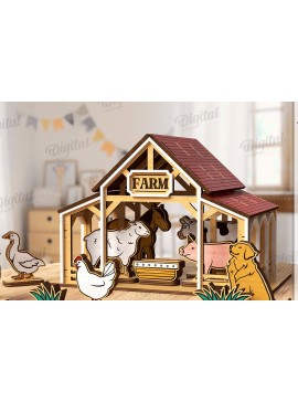 Intra απο ξύλο plywood 3mm-4mm πάχος Τρισδιάστατη κοπή με  Farm. Διακόσμηση σπιτιού Δίασταση 30x20 cm INTRAFABR-122383663