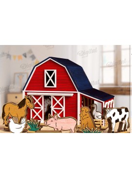 Σετ των 2 Intra απο ξύλο plywood 3mm-4mm πάχος Τρισδιάστατη κοπή με  Farm. Διακόσμηση σπιτιού Δίασταση 30x20 cm INTRAFABR-122383377